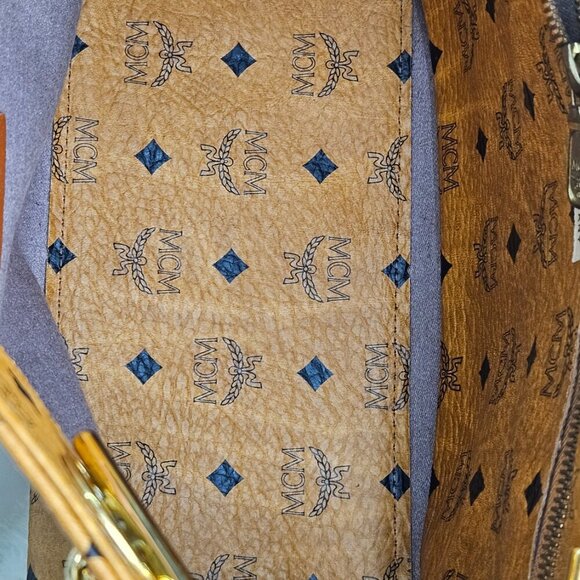 Price is FIRM⚠️ MCM Cognac Visetos Coated Canvas and Leather Chain Tote - Picture 15 of 16